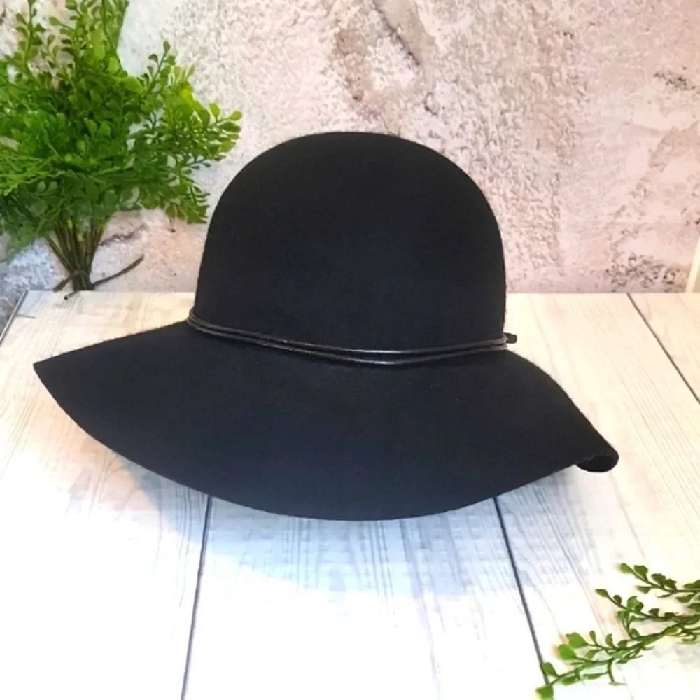 Mixit Black Wool Felt Floppy Hat For Women